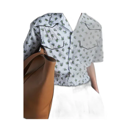 Short-sleeved cotton shirt