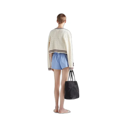 Striped poplin shorts