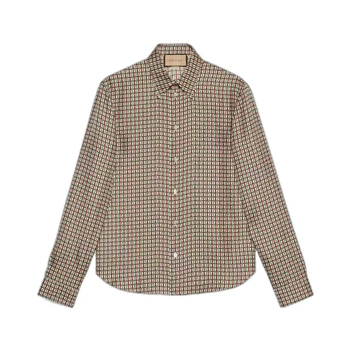 Mini stirrup print silk twill shirt