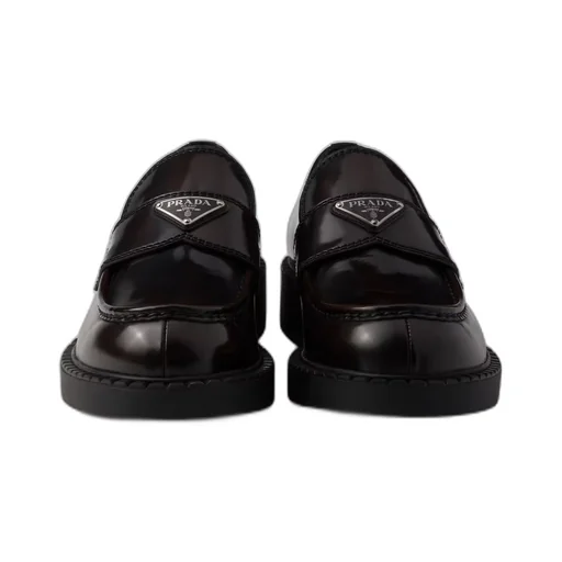 Chocolate brushed leather loafers