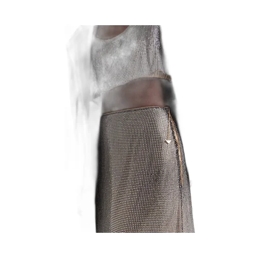 Embroidered rhinestone mesh midi-skirt