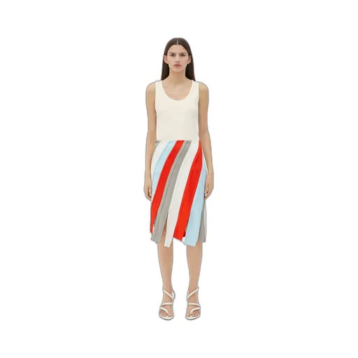 Fluid Viscose Stripe Skirt