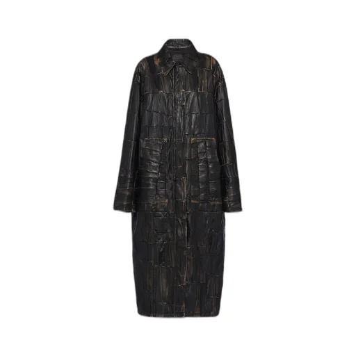 Nappa leather patchwork coat