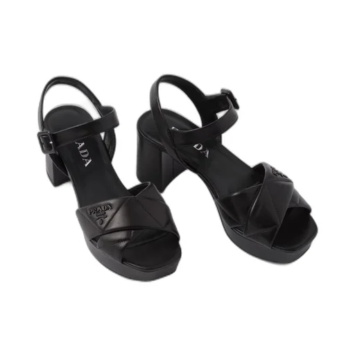 Quilted nappa leather platform sandals