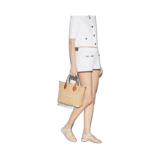 Small straw-effect tote