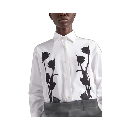 Embroidered poplin shirt