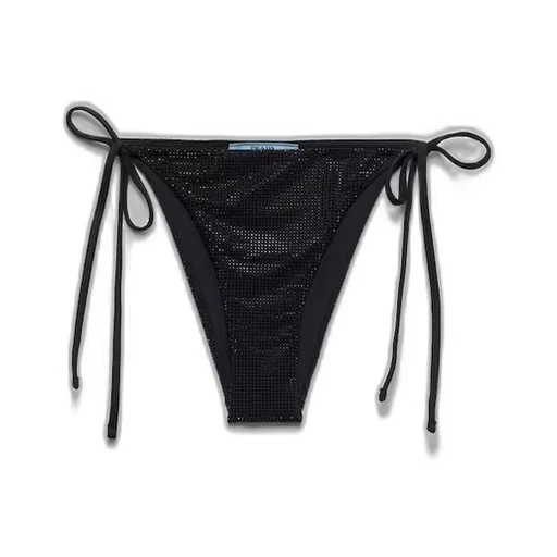 Jersey bikini bottom with rhinestones