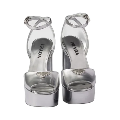 Metallic leather platform sandals