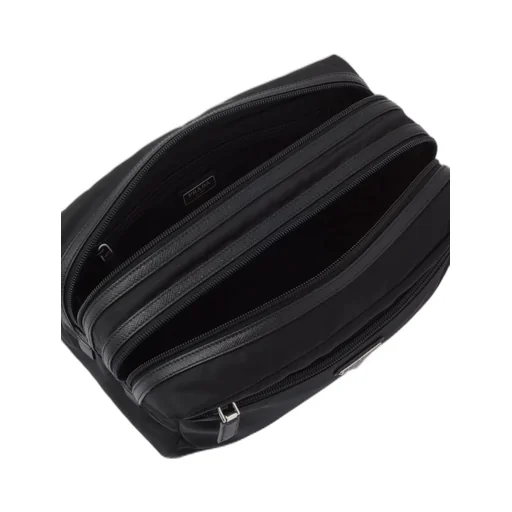 Re-Nylon and Saffiano leather travel pouch
