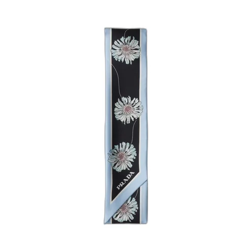 Printed silk twill skinny scarf