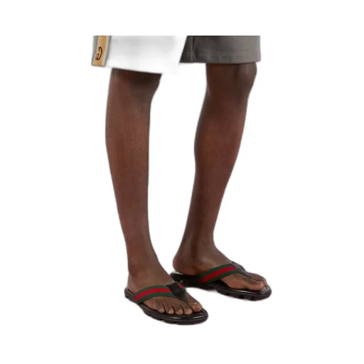 Web and leather thong sandal