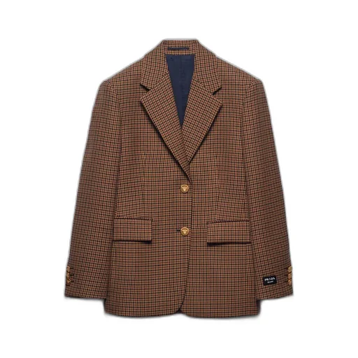 Single-breasted houndstooth check jacket