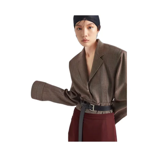 Single-breasted pinstripe wool jacket