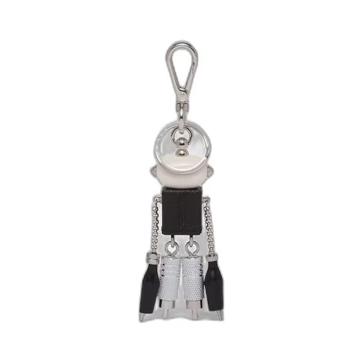Saffiano leather robot trick keychain