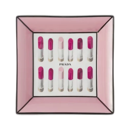 Large square porcelain catchall tray - Lipstick