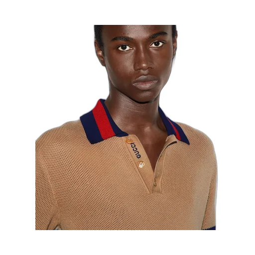 Piquet knit cotton polo shirt