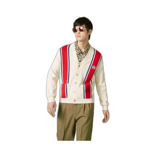 Knit cotton cardigan with patch