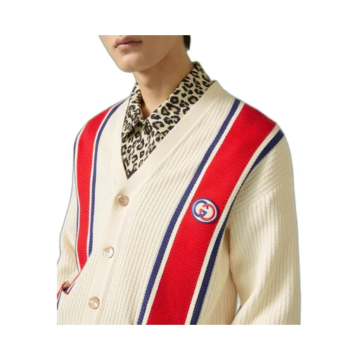 Knit cotton cardigan with patch