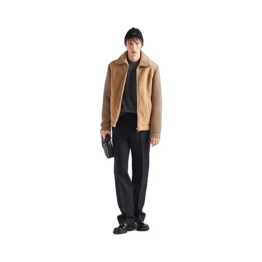 Shearling and knit jacket