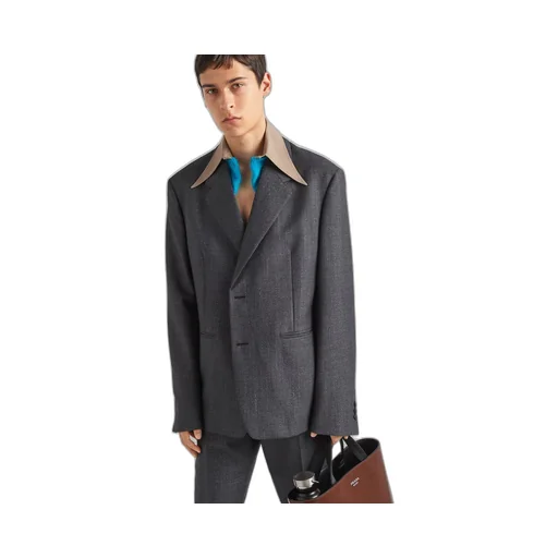 Single-breasted wool jacket with collar