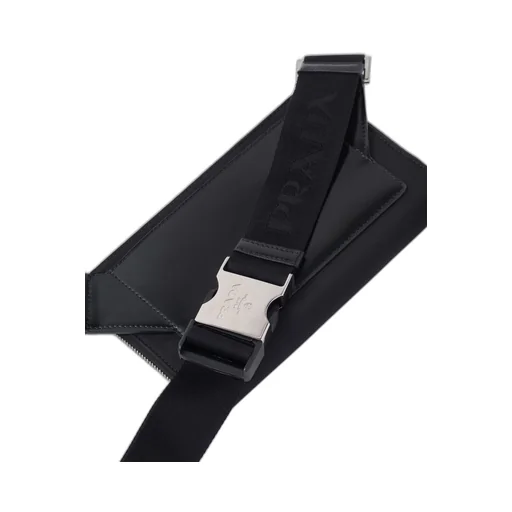 Re-Nylon and brushed leather shoulder bag