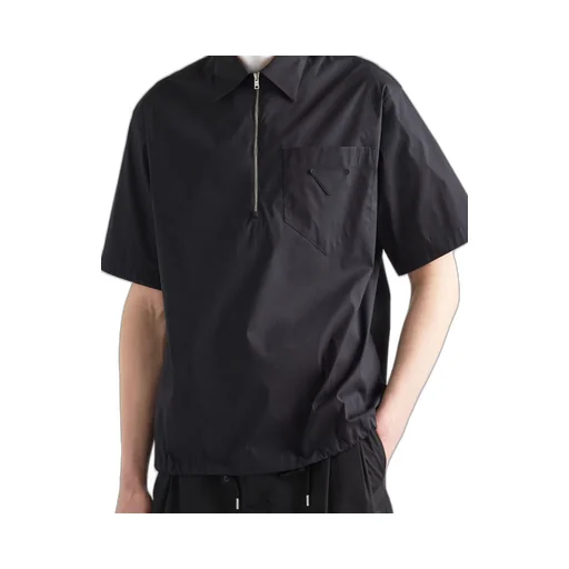 Short-sleeve stretch cotton shirt