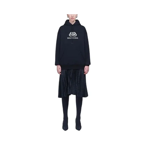 Loose hooded Long Sleeves Hoodie Black