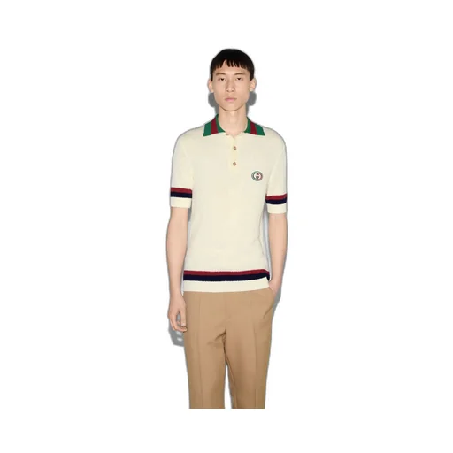 Knit cotton polo T-shirt with Web