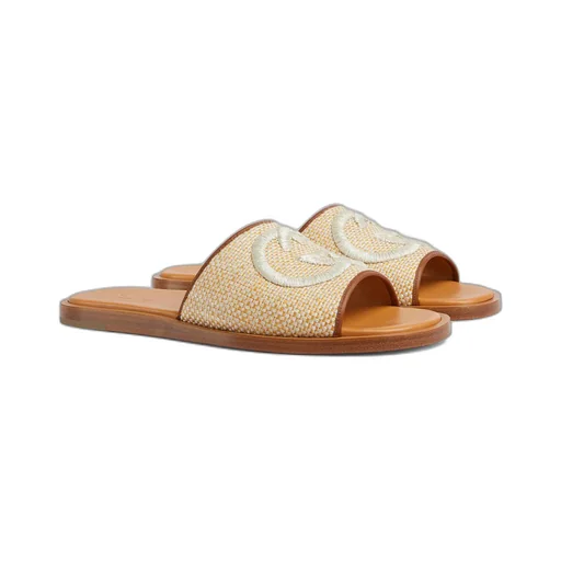 Men's slide sandal with embroidery