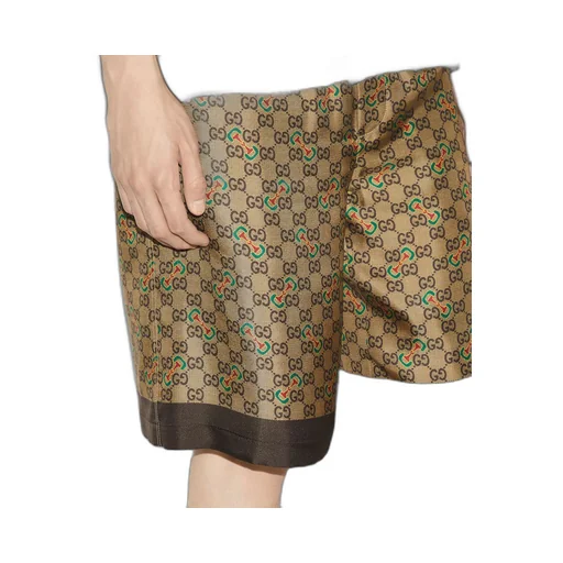 GG Horsebit print silk twill short