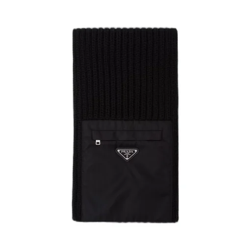 Re-Nylon gabardine and wool scarf
