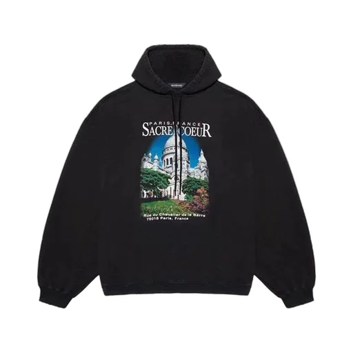 landscape Loose Hoodie Black