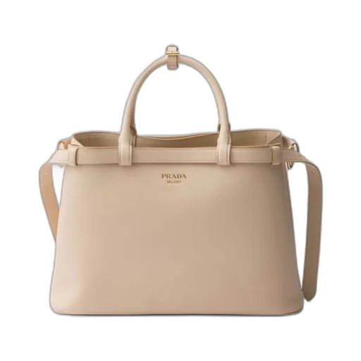 Prada Buckle medium leather handbag with double belt