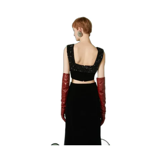 Silk viscose velvet top