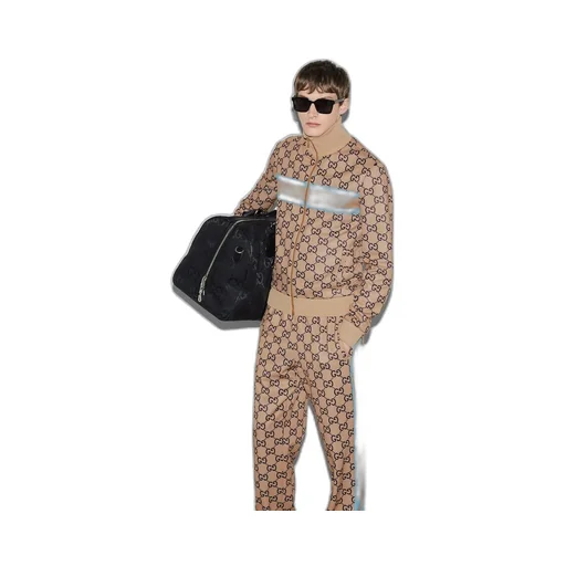 Technical jersey GG print zipped jacket