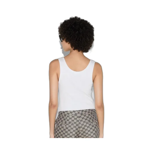 Rib cotton tank top with Gucci print