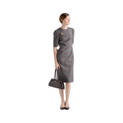 Prince-of-Wales checked midi-dress