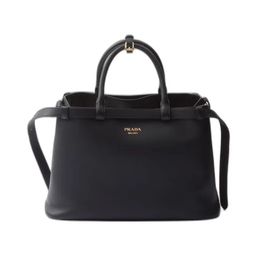 Prada Buckle medium leather handbag with double belt