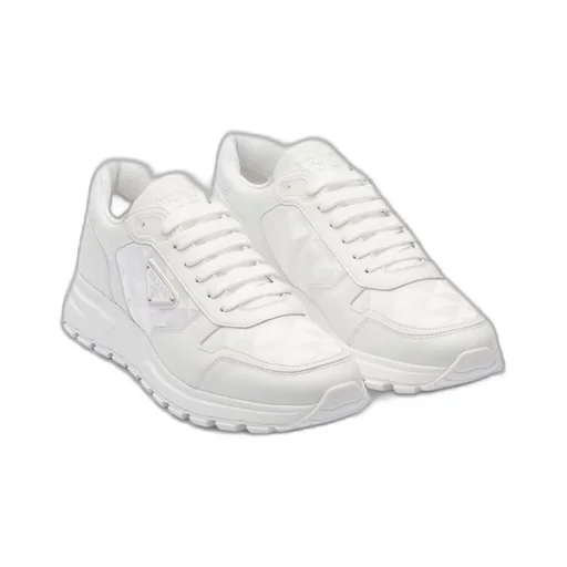 Leather and Re-Nylon high-top sneakers