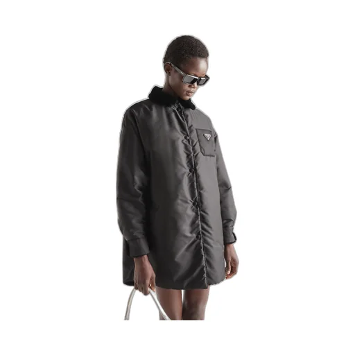 Reversible gabardine and shearling coat