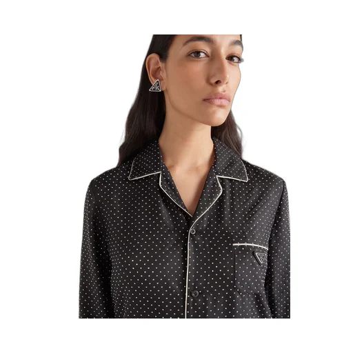 Embroidered twill pajamas