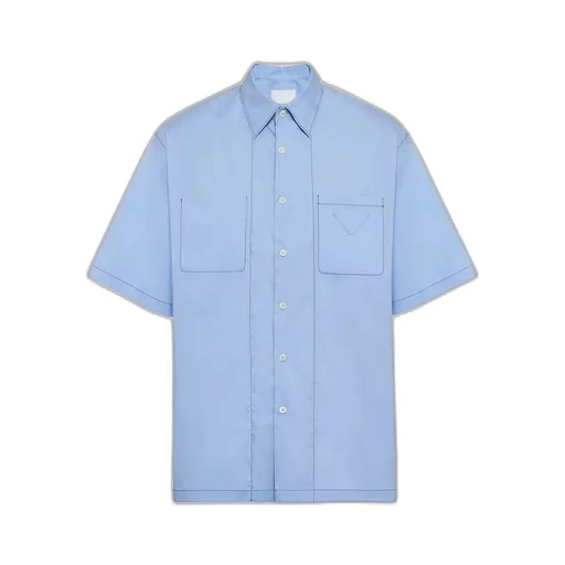 Short-sleeved stretch cotton shirt