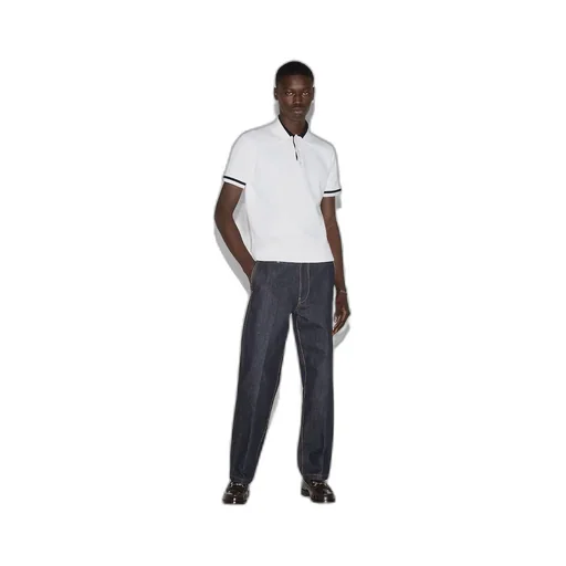 Knit cotton polo shirt with intarsia