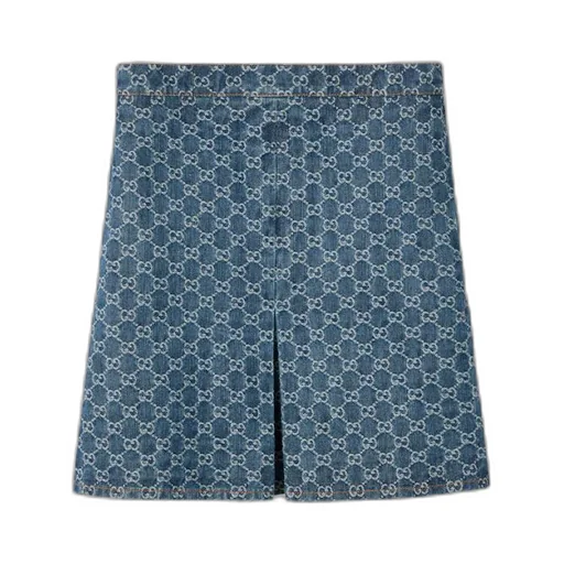 GG denim jacquard flared skirt