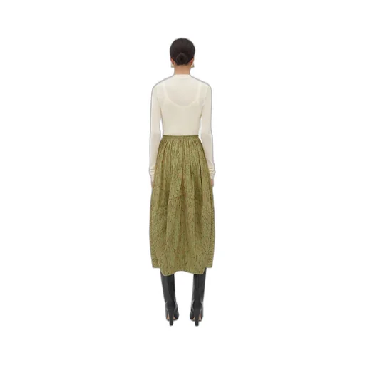 Textured Viscose Stripe Balloon Skirt