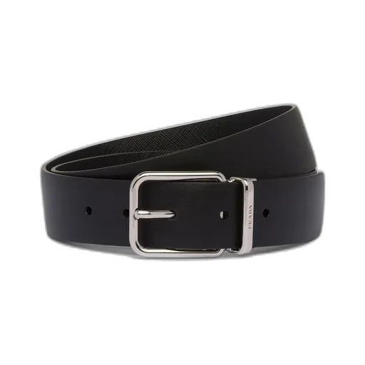 Reversible Saffiano and leather belt