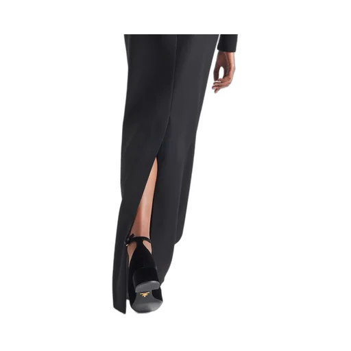 Long wool satin skirt