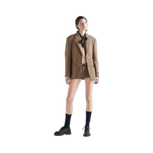 Single-breasted houndstooth check jacket