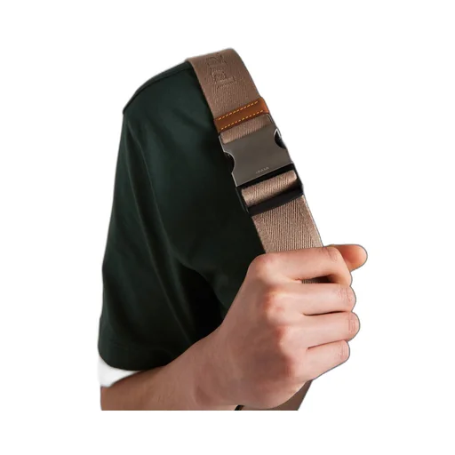 Re-Nylon and leather belt bag