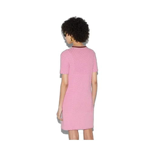 Crochet-effect cotton dress with Web